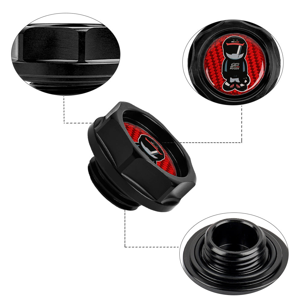 Brand New Mugen Racer Black Engine Oil Cap With Real Carbon Fiber Mugen Racer Sticker Emblem For Honda / Acura