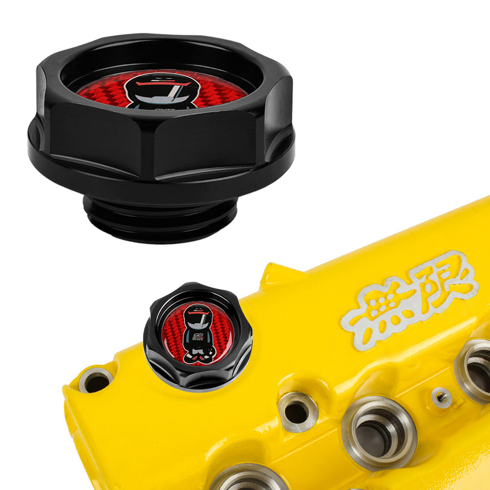 Brand New Mugen Racer Black Engine Oil Cap With Real Carbon Fiber Mugen Racer Sticker Emblem For Honda / Acura