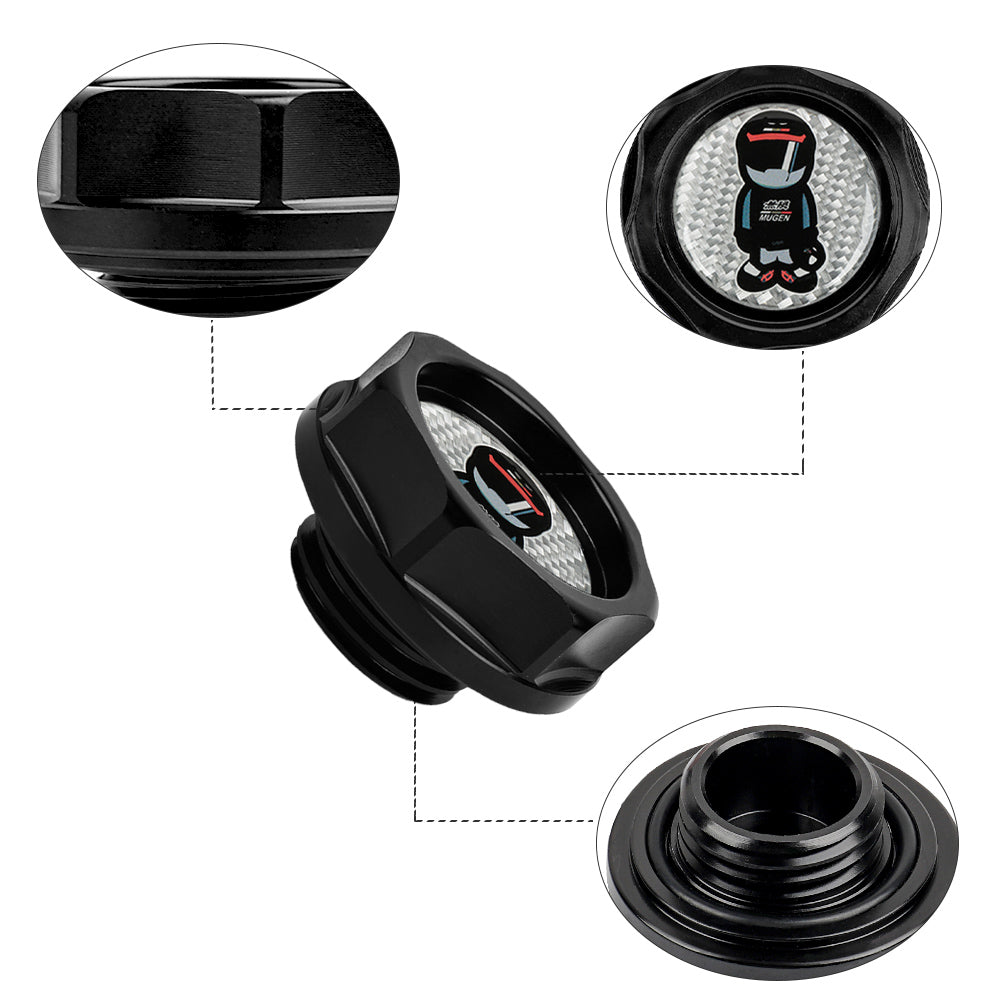 Brand New Mugen Racer Black Engine Oil Cap With Real Carbon Fiber Mugen Racer Sticker Emblem For Honda / Acura