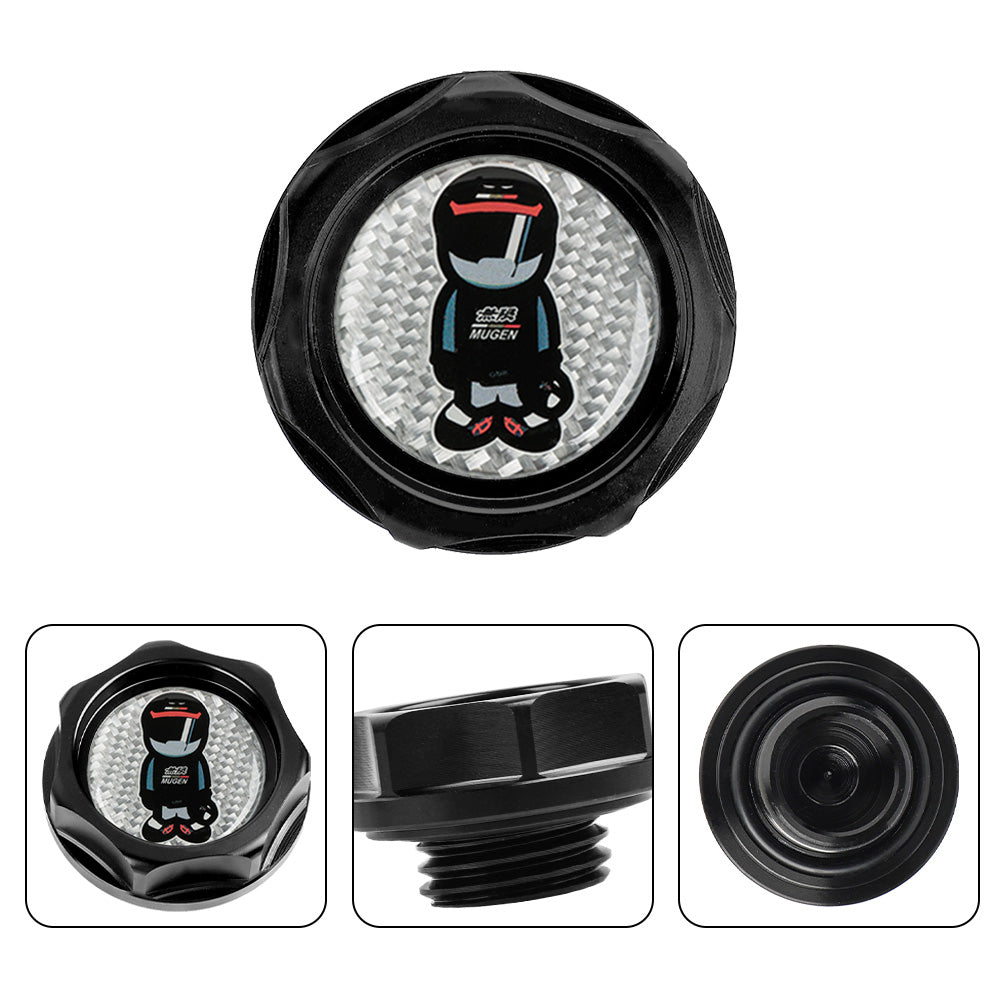 Brand New Mugen Racer Black Engine Oil Cap With Real Carbon Fiber Mugen Racer Sticker Emblem For Honda / Acura