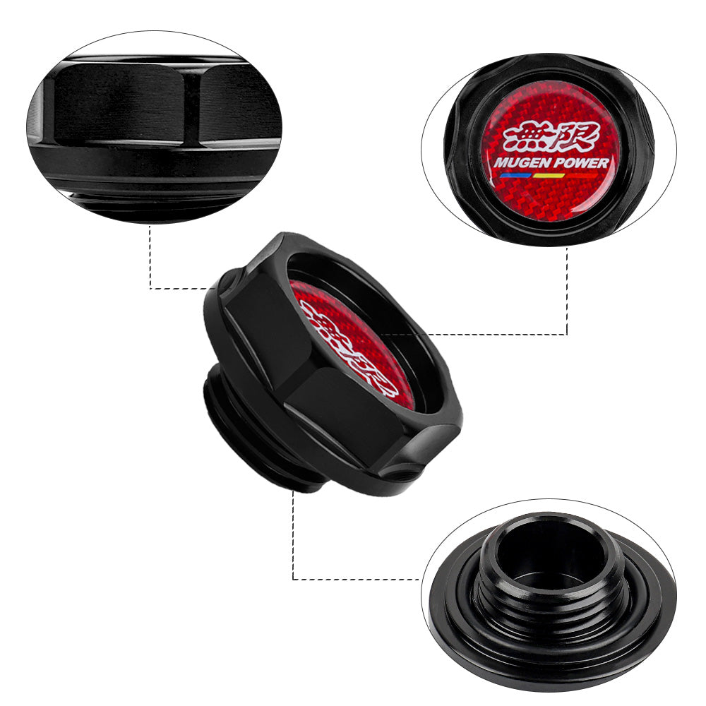 Brand New Mugen Power Black Engine Oil Cap With Real Carbon Fiber Mugen Power Sticker Emblem For Honda / Acura