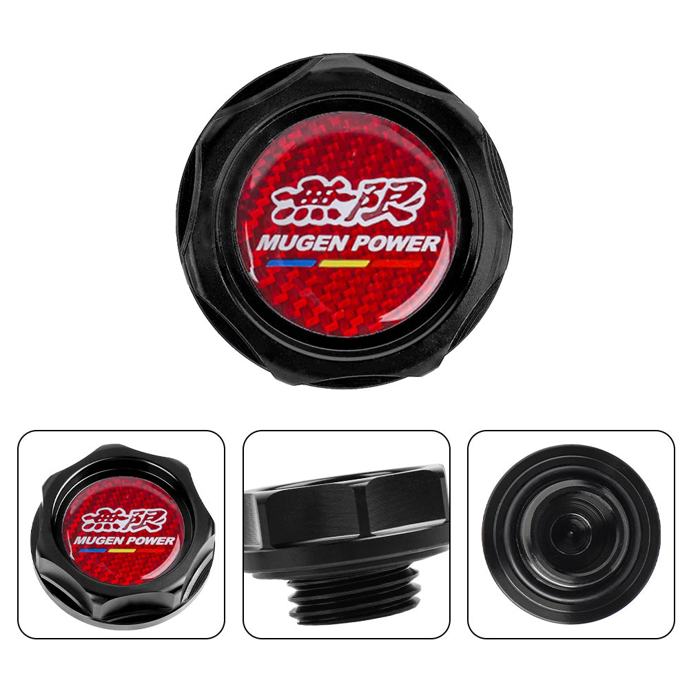 Brand New Mugen Power Black Engine Oil Cap With Real Carbon Fiber Mugen Power Sticker Emblem For Honda / Acura