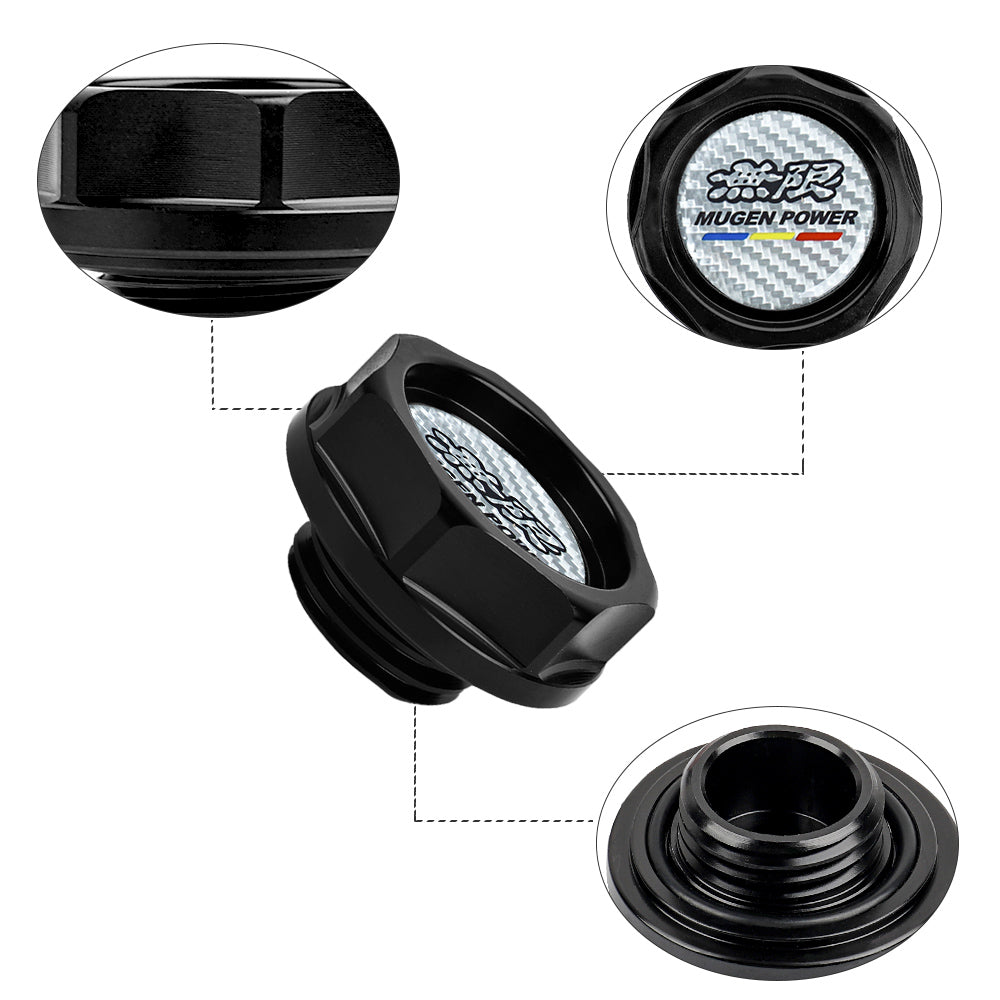 Brand New Mugen Power Black Engine Oil Cap With Real Carbon Fiber Mugen Power Sticker Emblem For Honda / Acura