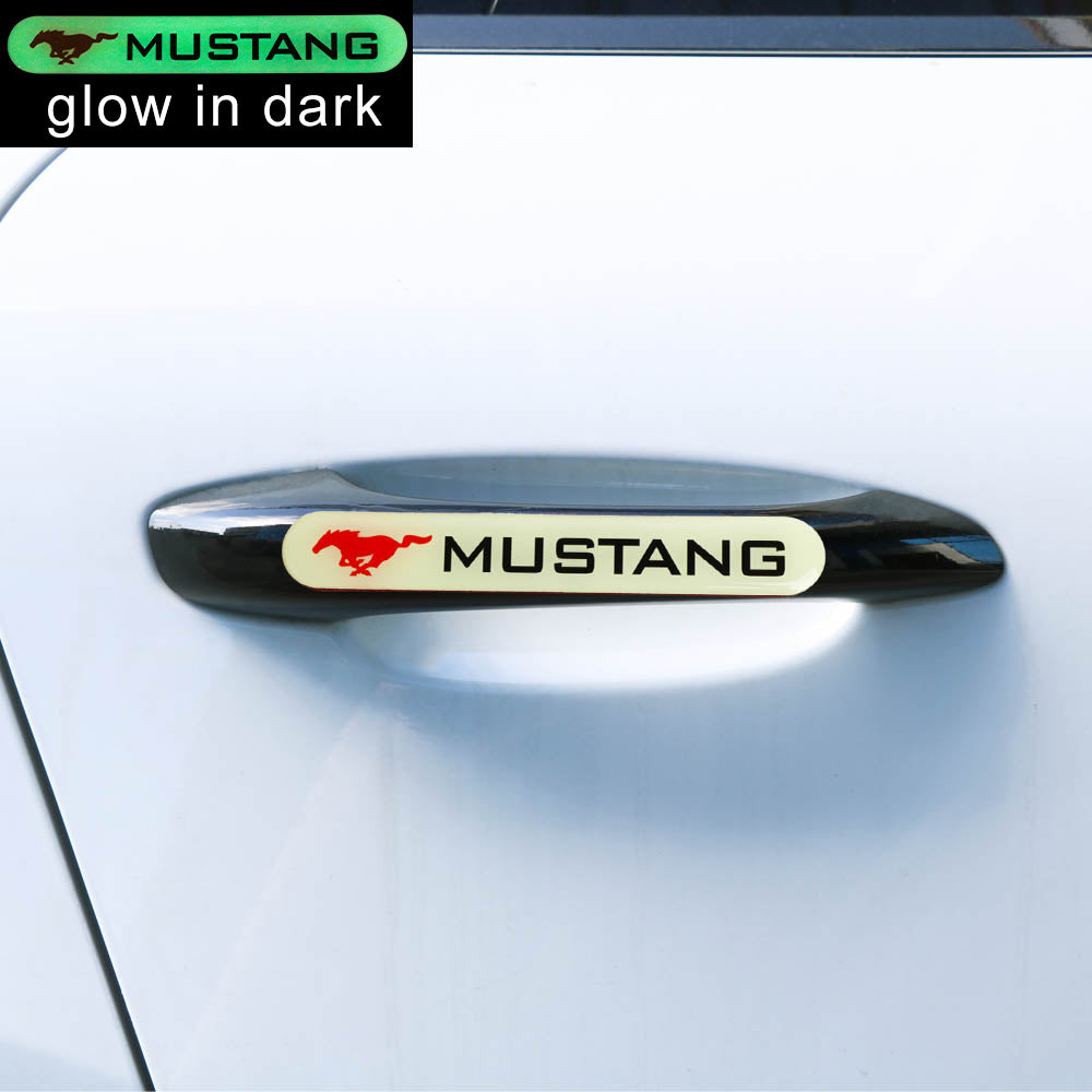 Brand New 2PCS FORD MUSTANG Glows in Dark Green Car Trunk Side Fenders Door Badge Scratch Guard Sticker