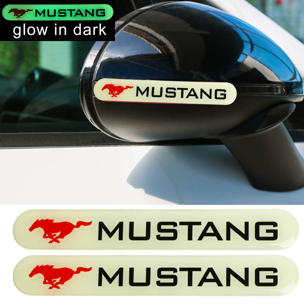 Brand New 2PCS FORD MUSTANG Glows in Dark Green Car Trunk Side Fenders Door Badge Scratch Guard Sticker