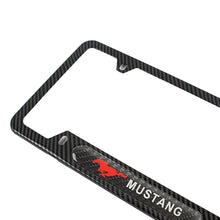 Load image into Gallery viewer, Brand New Universal 2PCS Mustang Carbon Fiber Look Metal License Plate Frame