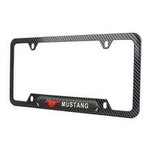 Load image into Gallery viewer, Brand New Universal 2PCS Mustang Carbon Fiber Look Metal License Plate Frame