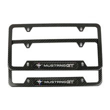 Load image into Gallery viewer, Brand New Universal 2PCS MUSTANG GT Carbon Fiber Look Metal License Plate Frame