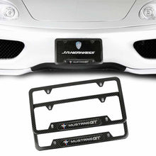 Load image into Gallery viewer, Brand New Universal 2PCS MUSTANG GT Carbon Fiber Look Metal License Plate Frame