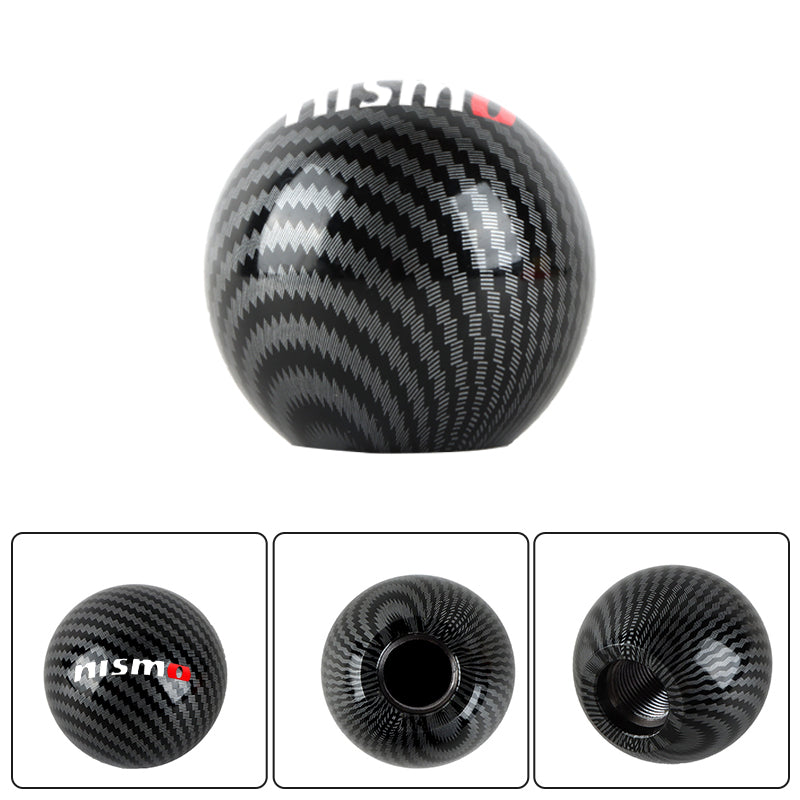 BRAND NEW UNIVERSAL NISMO JDM Aluminum Carbon Fiber Style Round Ball Manual Gear Stick Shift Knob Universal M8 M10 M12