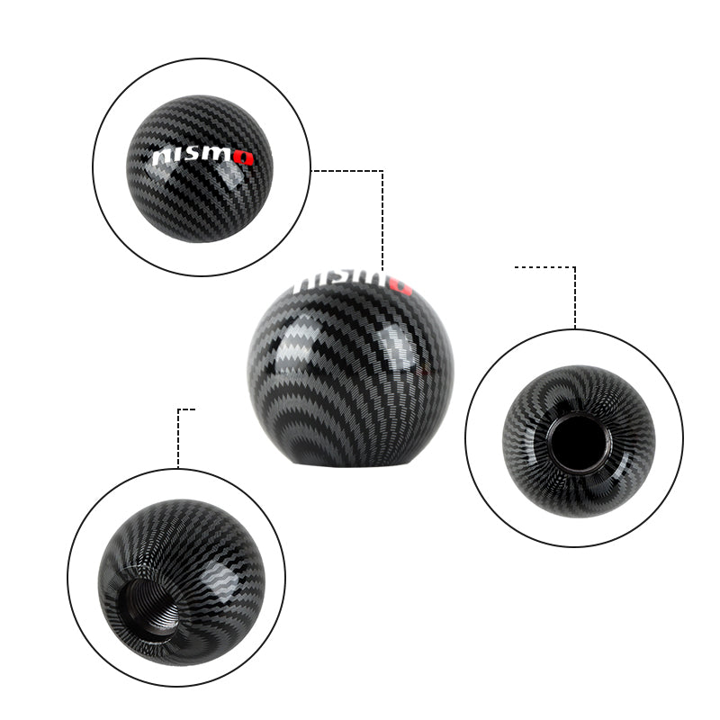 BRAND NEW UNIVERSAL NISMO JDM Aluminum Carbon Fiber Style Round Ball Manual Gear Stick Shift Knob Universal M8 M10 M12