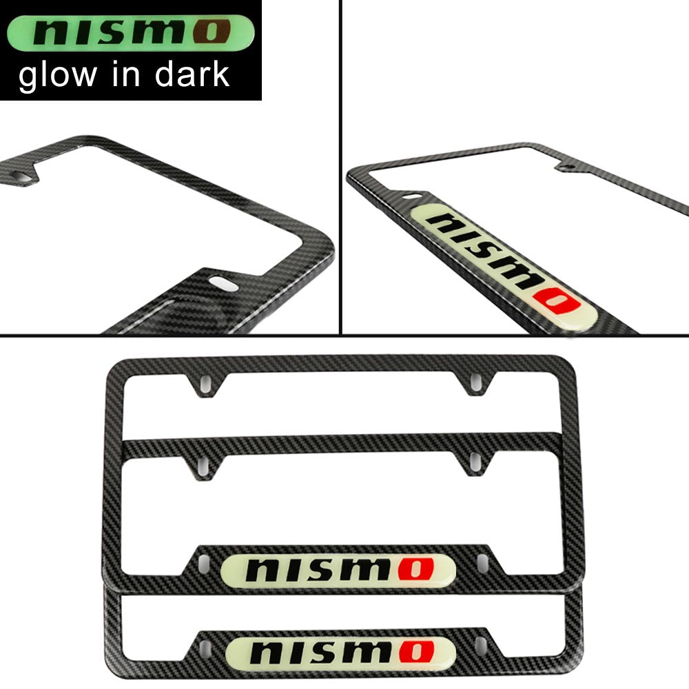 Brand New Universal 2PCS NISMO Carbon Fiber Style Metal License Plate Frame