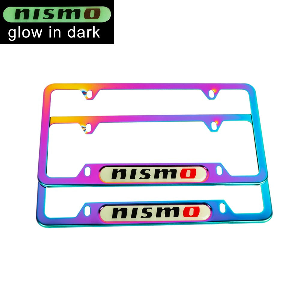 Brand New Universal 2PCS Nismo Neo Chrome Metal License Plate Frame