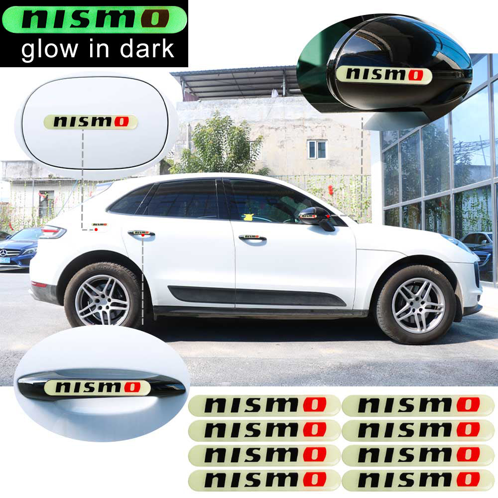 Brand New 8PCS NISMO Glows in Dark Green Car Trunk Side Fenders Door Badge Scratch Guard Sticker