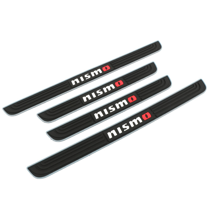 Brand New 4PCS Universal Nismo Silver Rubber Car Door Scuff Sill Cover Panel Step Protector