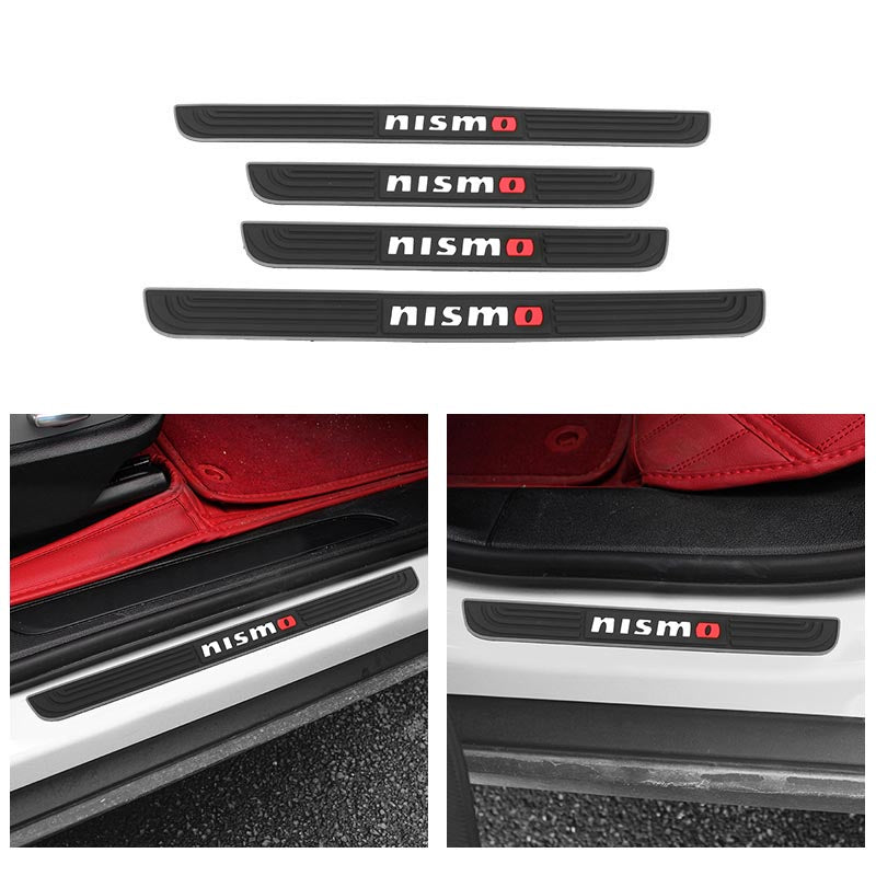 Brand New 4PCS Universal Nismo Silver Rubber Car Door Scuff Sill Cover Panel Step Protector