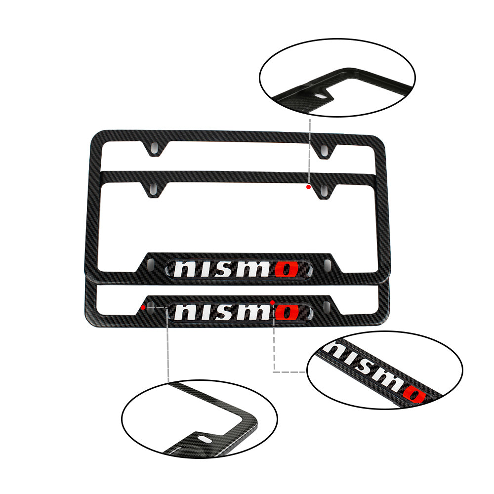 Brand New Universal 1PCS Nismo Carbon Fiber Look Metal License Plate Frame