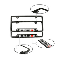 Load image into Gallery viewer, Brand New Universal 2PCS Nismo Carbon Fiber Look Metal License Plate Frame