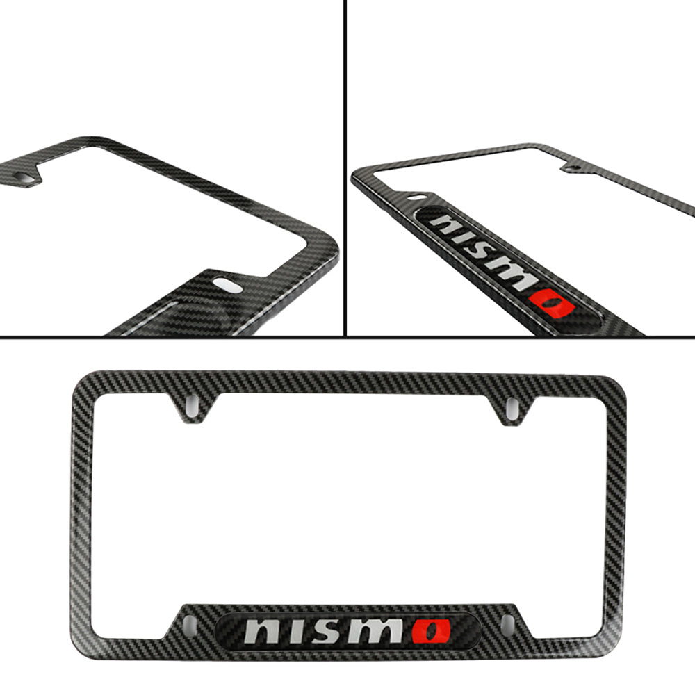 Brand New Universal 1PCS Nismo Carbon Fiber Look Metal License Plate Frame