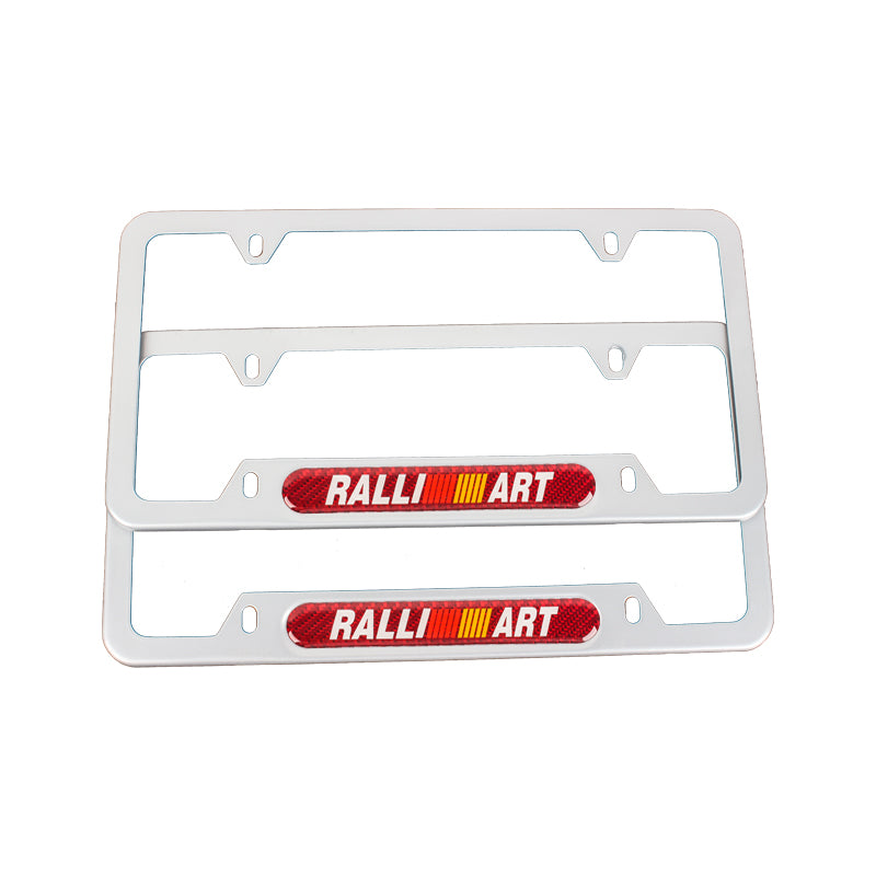 Brand New Universal 1PCS Ralliart Silver Metal License Plate Frame