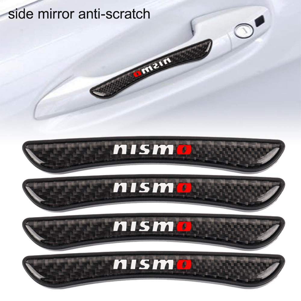 Brand New 4PCS Nismo Real Carbon Fiber Anti Scratch Badge Car Door Handle Cover Trim