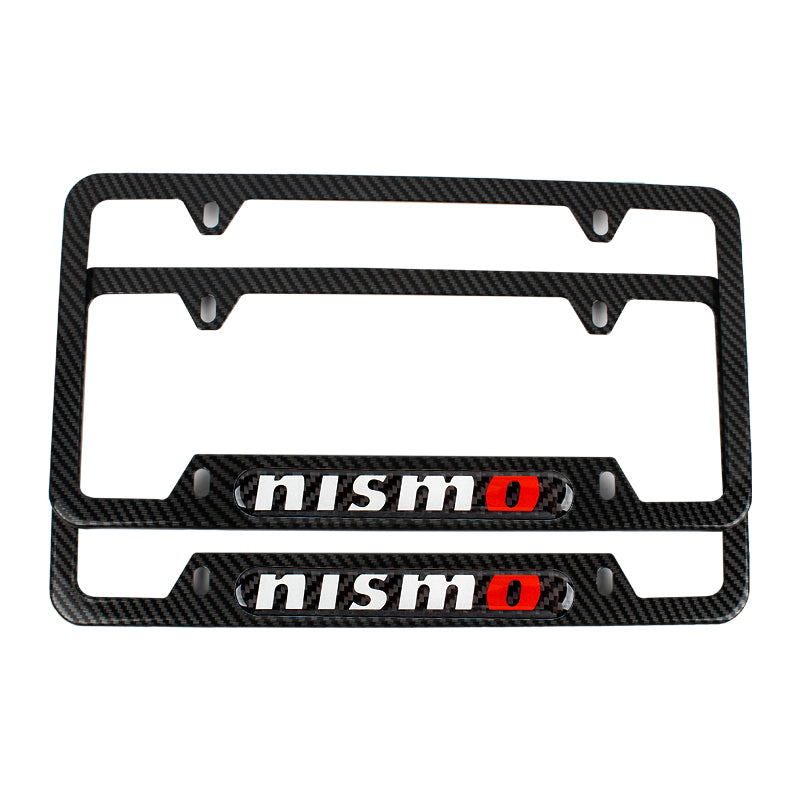 Brand New Universal 2PCS Nismo Carbon Fiber Look Metal License Plate Frame