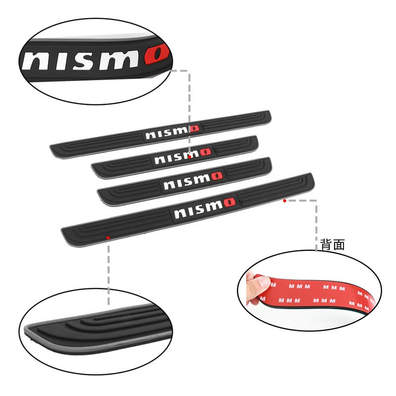 Brand New 4PCS Universal Nismo Silver Rubber Car Door Scuff Sill Cover Panel Step Protector