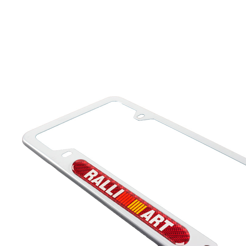 Brand New Universal 2PCS Ralliart Silver Metal License Plate Frame