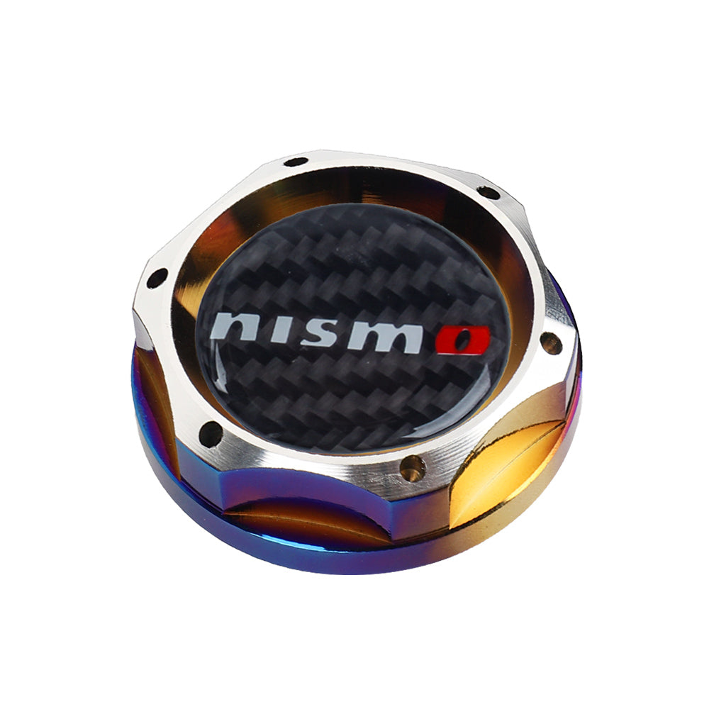 Brand New Jdm Nismo Burnt Blue Engine Oil Cap With Real Carbon Fiber Nismo Sticker Emblem For Nissan