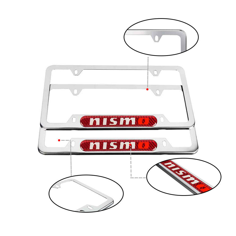 Brand New Universal 2PCS NISMO Chrome Metal License Plate Frame