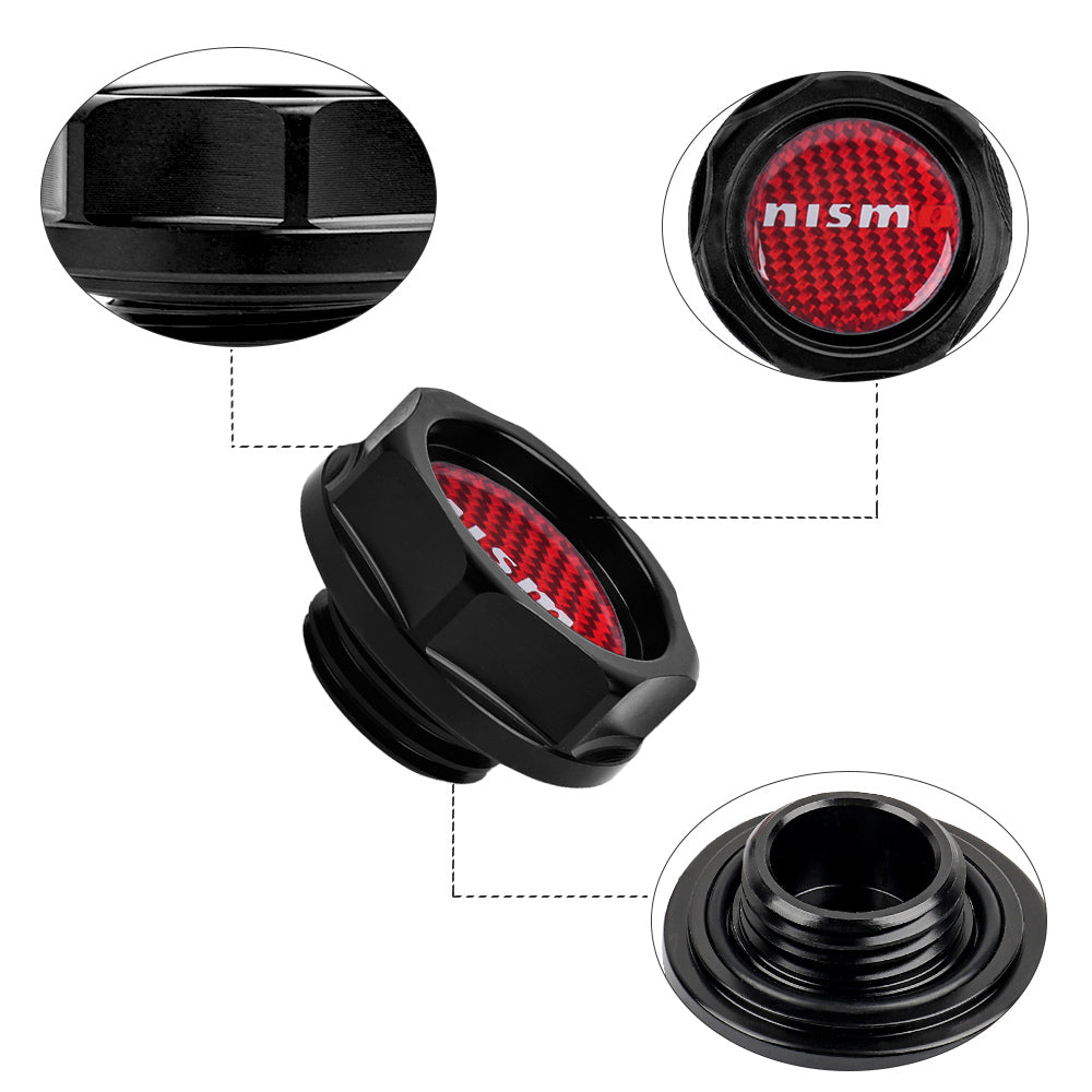 Brand New Nismo Black Engine Oil Cap With Real Carbon Fiber Nismo Sticker Emblem For Nissan