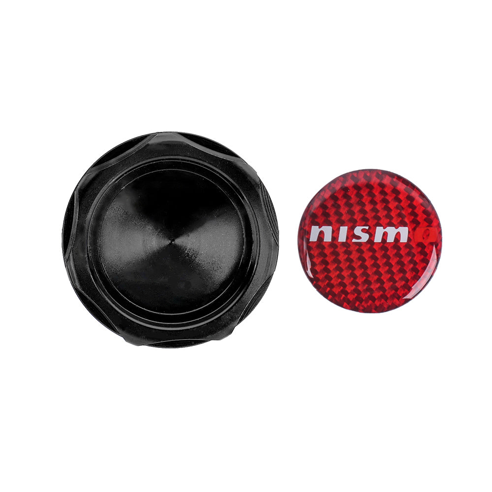 Brand New Nismo Black Engine Oil Cap With Real Carbon Fiber Nismo Sticker Emblem For Nissan