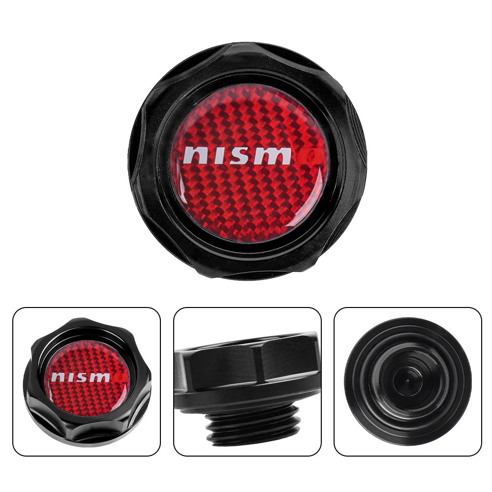 Brand New Nismo Black Engine Oil Cap With Real Carbon Fiber Nismo Sticker Emblem For Nissan