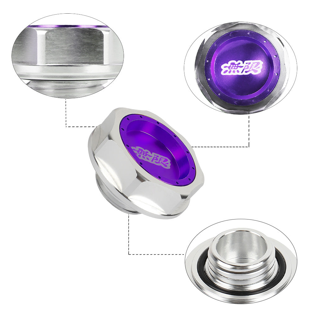 Brand New JDM Mugen Emblem Brushed Purple Engine Oil Filler Cap Badge For Honda / Acura