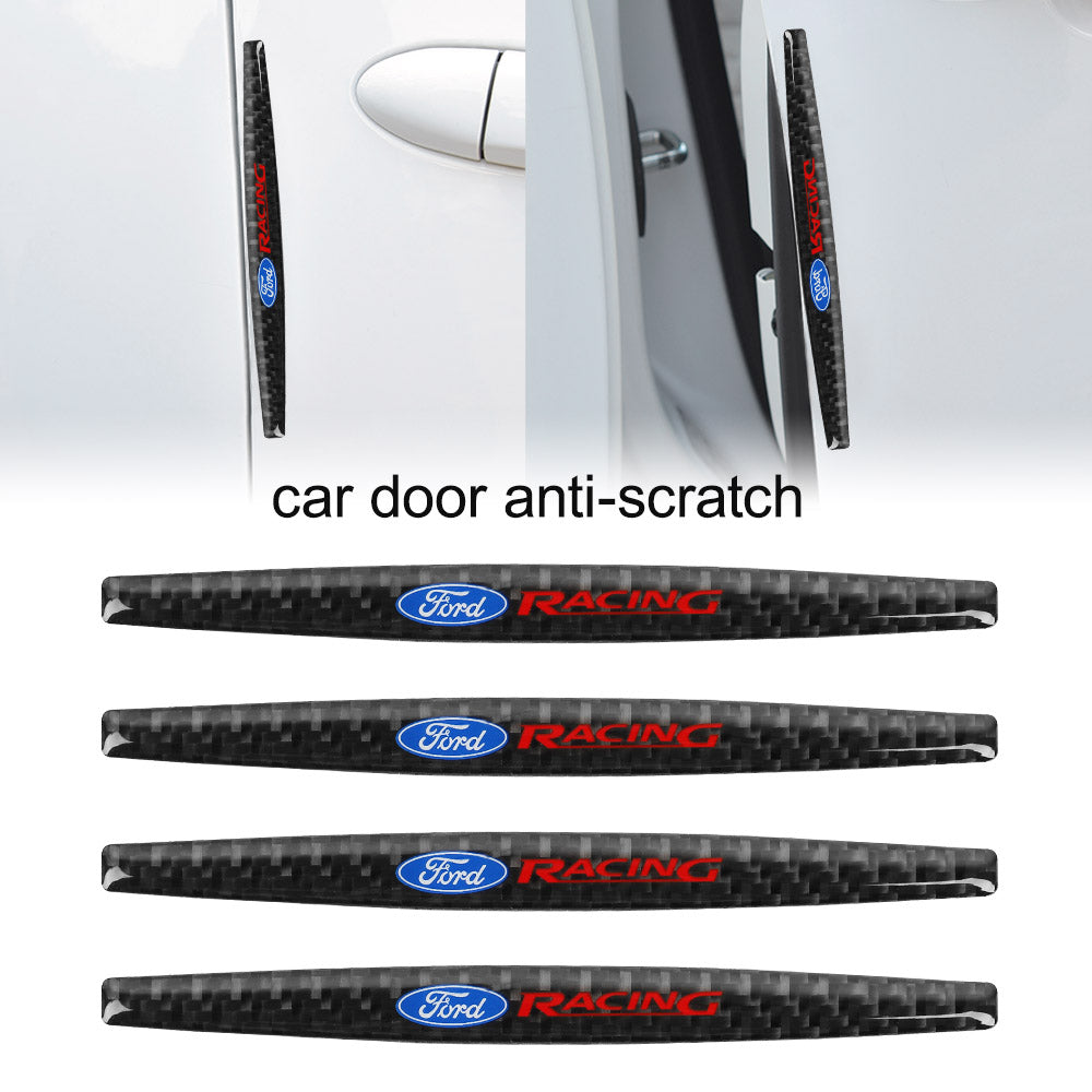 Brand New 4PCS Ford Racing Real Carbon Fiber Anti Scratch Badge Car Door Handle Cover Trim