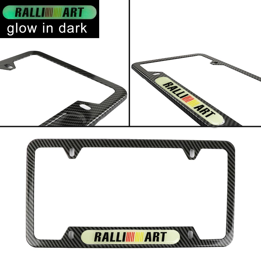 Brand New Universal 1PCS Ralliart Carbon Fiber Style Metal License Plate Frame