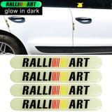 Brand New 4PCS RALLIART Glows in Dark Green Car Trunk Side Fenders Door Badge Scratch Guard Sticker