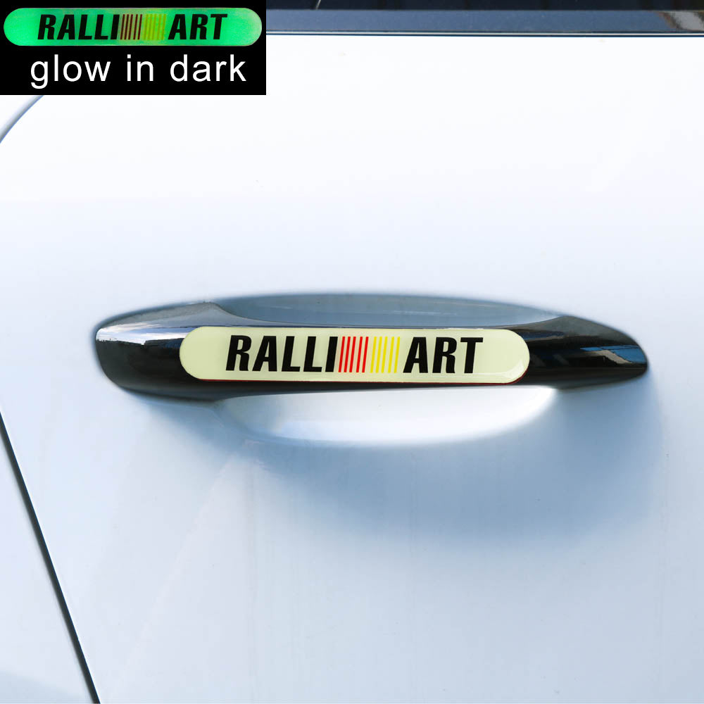 Brand New 8PCS RALLIART Glows in Dark Green Car Trunk Side Fenders Door Badge Scratch Guard Sticker