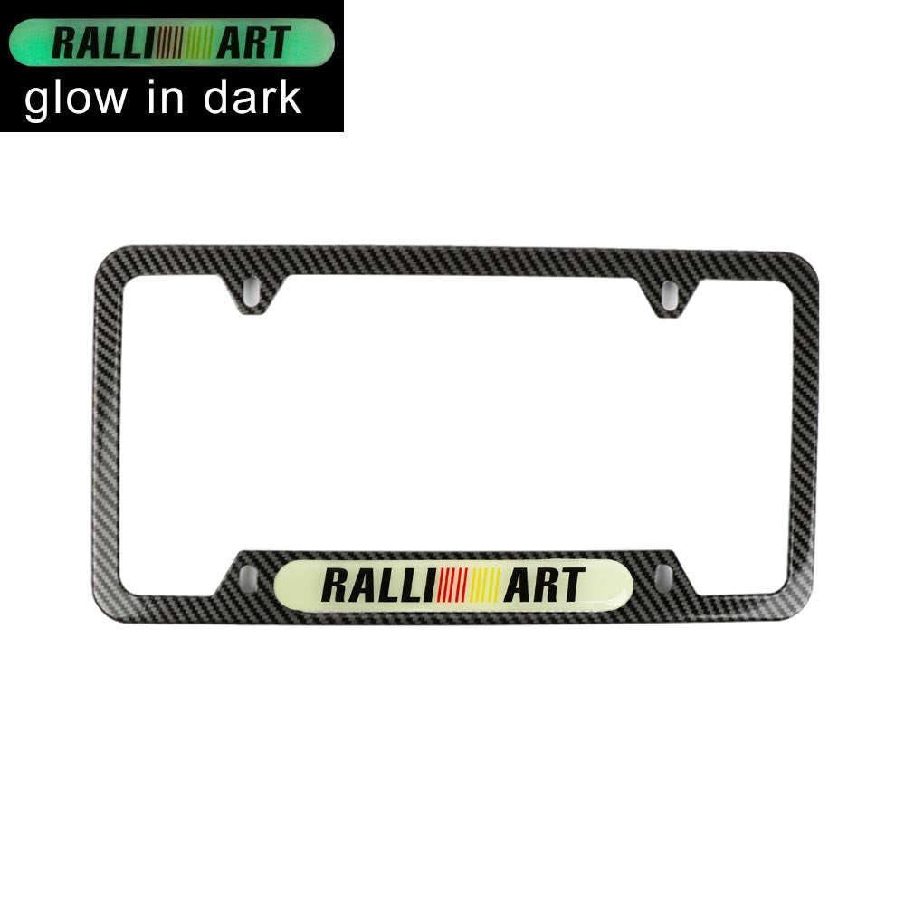 Brand New Universal 2PCS Ralliart Carbon Fiber Style Metal License Plate Frame