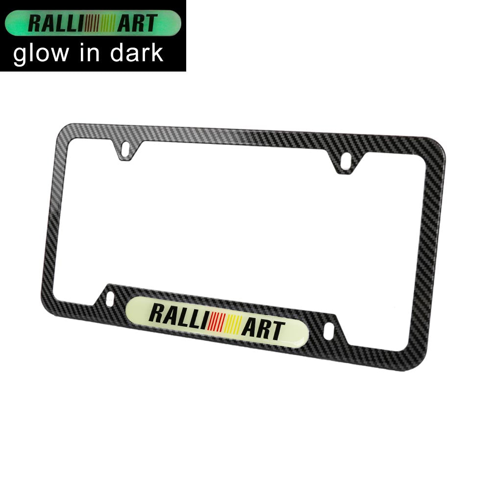 Brand New Universal 1PCS Ralliart Carbon Fiber Style Metal License Plate Frame