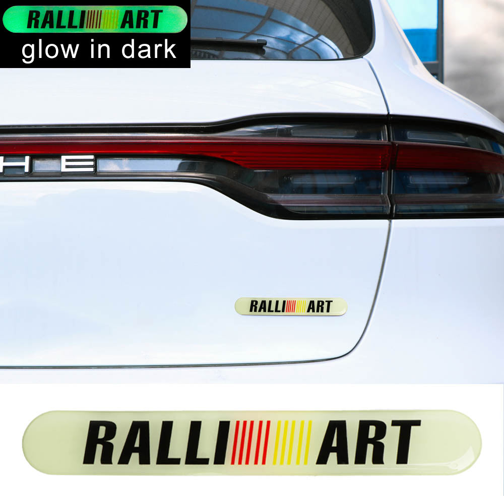 Brand New 1PCS RALLIART Glows in Dark Green Car Trunk Side Fenders Door Badge Scratch Guard Sticker