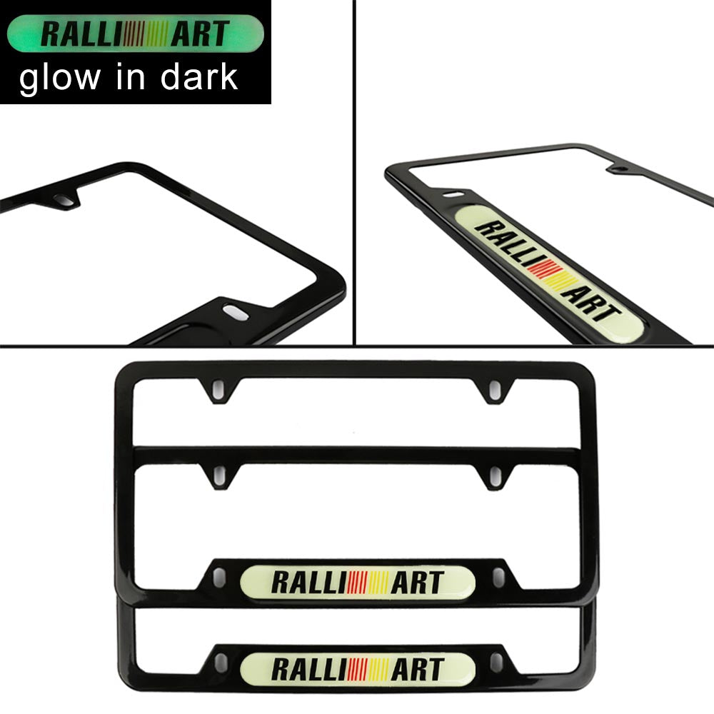 Brand New Universal 2PCS RALLIART Black Metal License Plate Frame