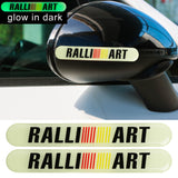 Brand New 2PCS RALLIART Glows in Dark Green Car Trunk Side Fenders Door Badge Scratch Guard Sticker