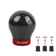 Load image into Gallery viewer, Brand New Ralliart Universal Real Carbon Fiber Round Ball Manual Car Racing Gear Shift Knob Shifter M12 M10 M8