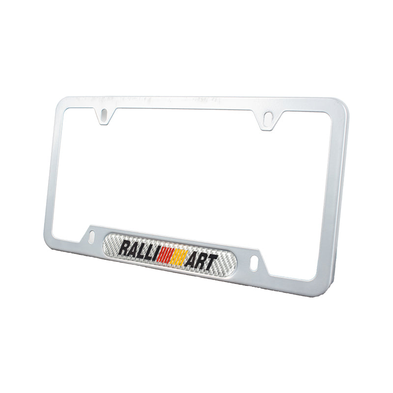 Brand New Universal 1PCS Ralliart Silver Metal License Plate Frame