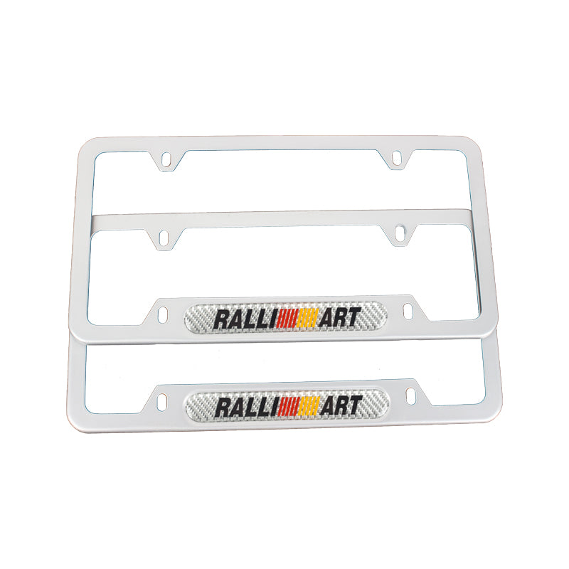 Brand New Universal 1PCS Ralliart Silver Metal License Plate Frame