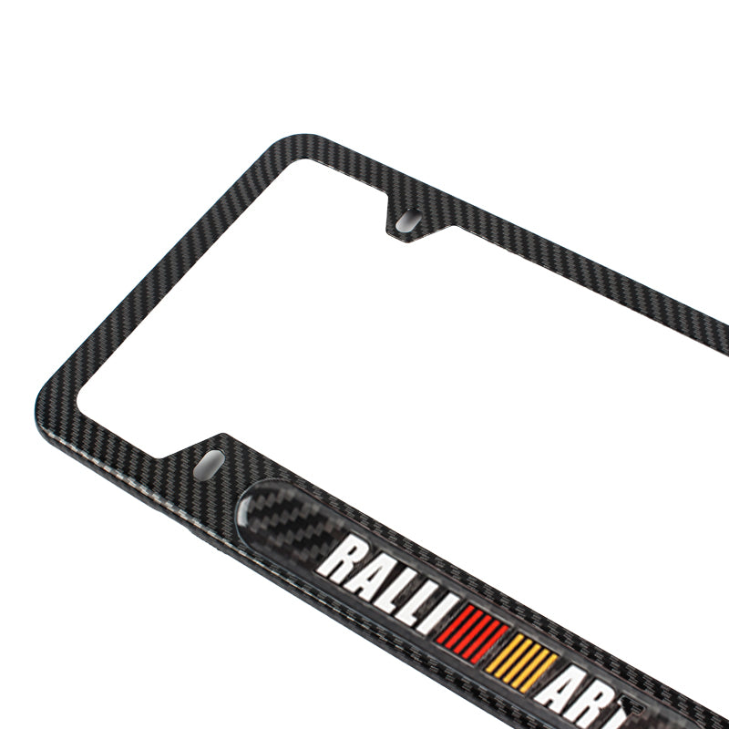 Brand New Universal 2PCS Ralliart Carbon Fiber Look Metal License Plate Frame