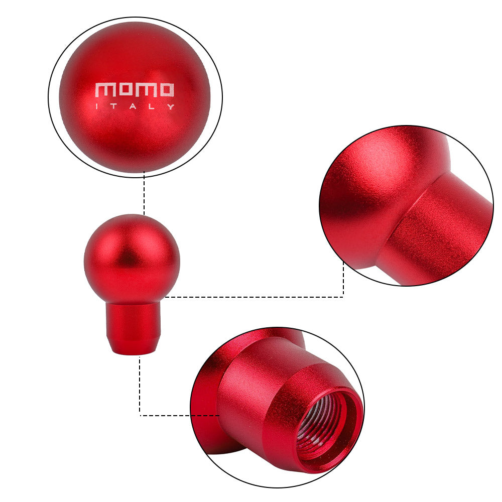 BRAND NEW UNIVERSAL MOMO Racing Universal Red Aluminum Round Shift Knob Lever Knob M8 M10 M12