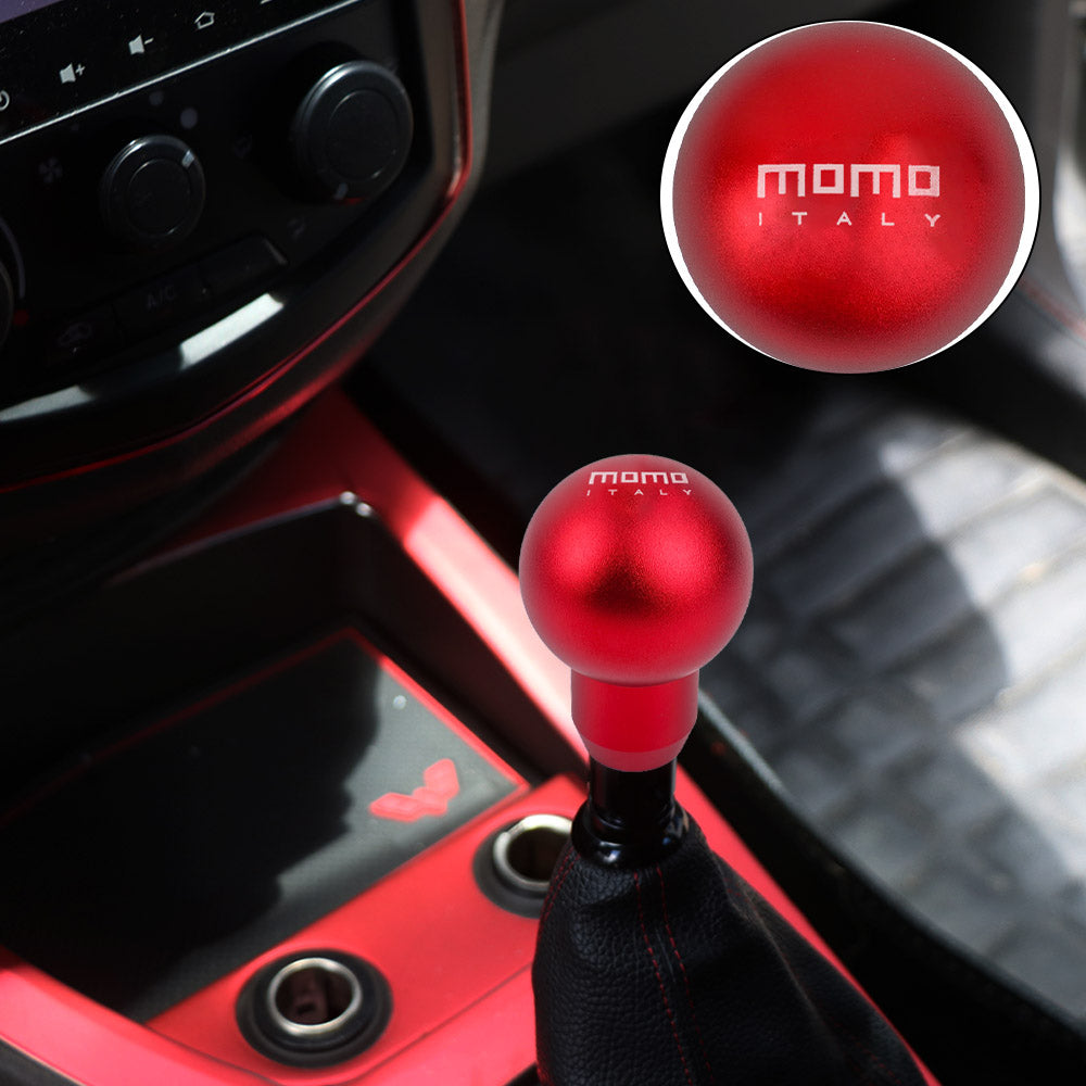 BRAND NEW UNIVERSAL MOMO Racing Universal Red Aluminum Round Shift Knob Lever Knob M8 M10 M12