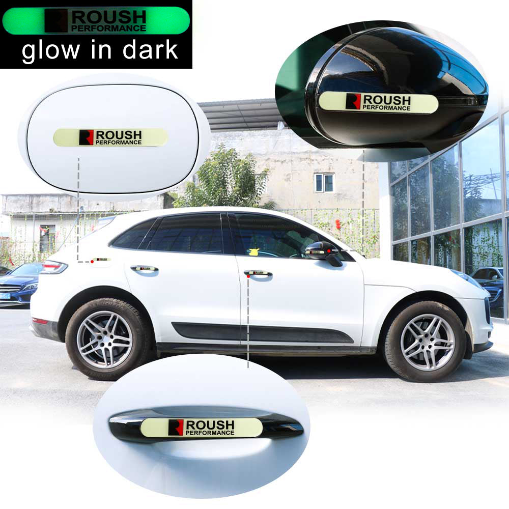 Brand New 1PCS ROUSH PERFORMANCE Glows in Dark Green Car Trunk Side Fenders Door Badge Scratch Guard Sticker